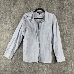 Tommy Hilfiger Polka Dot Button-Up Shirt - Light Blue - 100% Cotton - Size L
